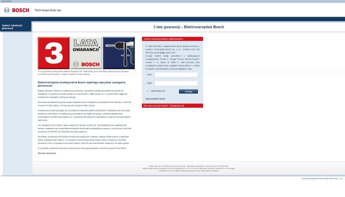 Zrzut ekranu rejestracji BOSCH1